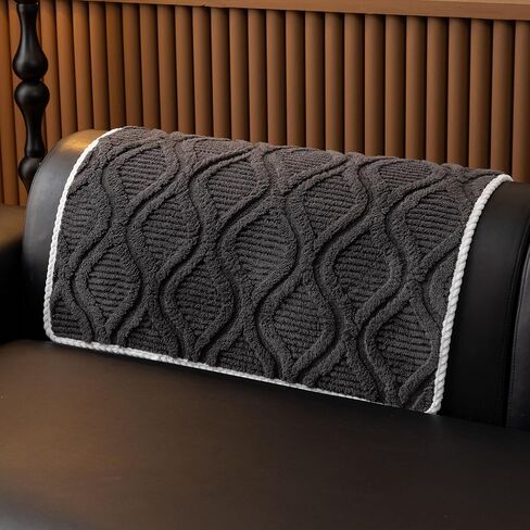 vctops Set of 2 Couch Armrest Cover Backrest Covers, Anti Slip Soft Fuzzy Sofa Covers, Washable Jacquard Furniture Protector Sofa Slipcover for Dogs Cats Pet (Grey,28"x35") in Saudi Arabia