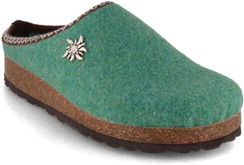 Edelweiss Felt Slippers – Women’s Vegan Clog House Shoes with Cork Footbed and Edelweiss Appliqué, Women 6 - Women 11 in Saudi Arabia