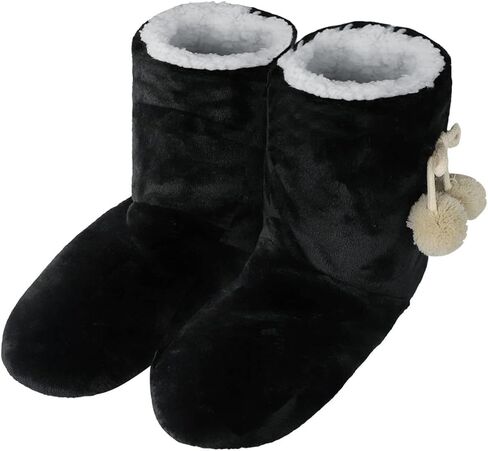 PENINSULA LOVE Women Soft Fleece Boot Slippers Fuzzy Warm Indoor House Slippers Plush Lining Non-slip Bootie with Pom Poms in Saudi Arabia