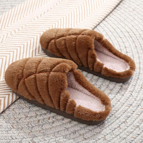 Women's Slip on Fuzzy Slippers Lightweight Memory Foam House Slippers Outdoor Indoor Warm Bedroom Shoes in Saudi Arabia