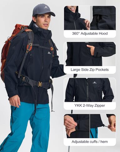 Pioneer Camp Men's Ski Jacket Waterproof Insulated Snowboard Hooded 3L Hard Shell Windproof Winter Mountain Snow Coat Hiking in Saudi Arabia