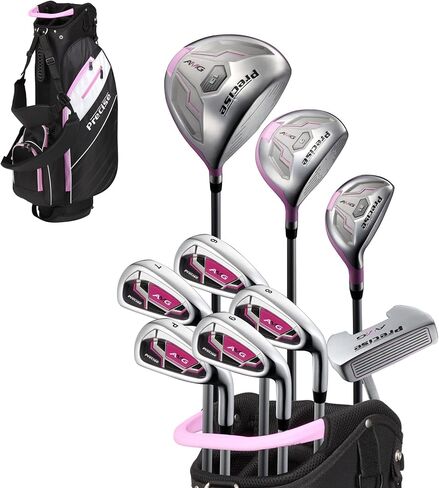 Precise AMG Ladies Womens Complete Golf Clubs Set Includes Driver, Fairway, Hybrid, 6-PW Irons, Putter, Stand Bag, 3 H/C's - Choose Color and Size! in Kuwait