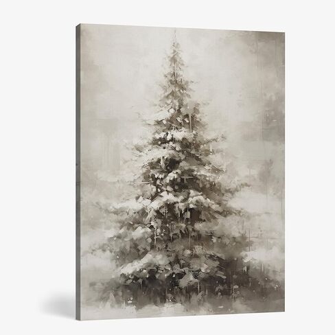 FISWAFY Christmas Tree Wall Art, Rustic Winter Snowy Christmas Tree Canvas Wall Art Prints, Christmas Wall Decorations, Christmas Poster Pictures Wall Decor for Home Office, 11x14 Inch Framed in Saudi Arabia