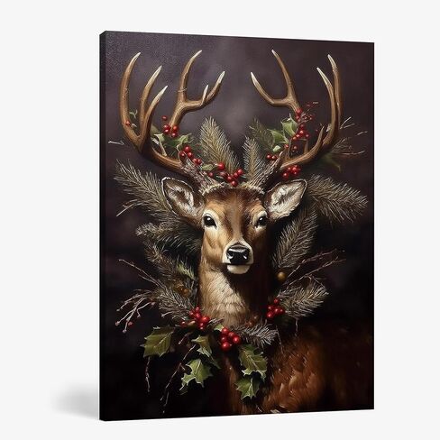 FISWAFY Christmas Tree Wall Art, Rustic Winter Snowy Christmas Tree Canvas Wall Art Prints, Christmas Wall Decorations, Christmas Poster Pictures Wall Decor for Home Office, 11x14 Inch Framed in Saudi Arabia