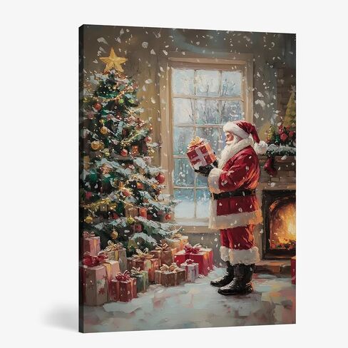 FISWAFY Christmas Tree Wall Art, Rustic Winter Snowy Christmas Tree Canvas Wall Art Prints, Christmas Wall Decorations, Christmas Poster Pictures Wall Decor for Home Office, 11x14 Inch Framed in Saudi Arabia