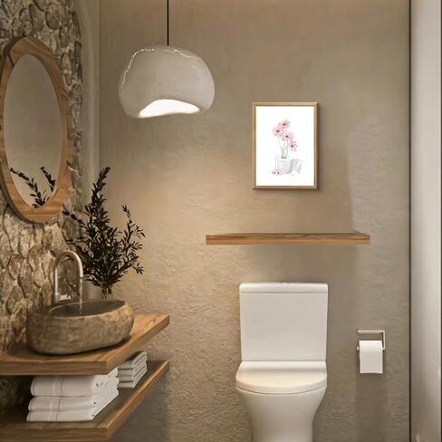 Pink Floral Bathroom Wall Art Toilet Paper Flower Wall Decor Painting Minimalism Girly Bathroom Canvas Prints Pink Preppy Girls Toilet Paper Posters Pictures Ready To Hang 8x10in Framed in Saudi Arabia
