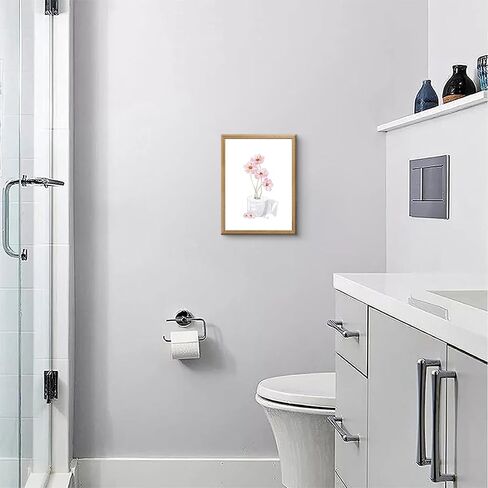 Pink Floral Bathroom Wall Art Toilet Paper Flower Wall Decor Painting Minimalism Girly Bathroom Canvas Prints Pink Preppy Girls Toilet Paper Posters Pictures Ready To Hang 8x10in Framed in Saudi Arabia