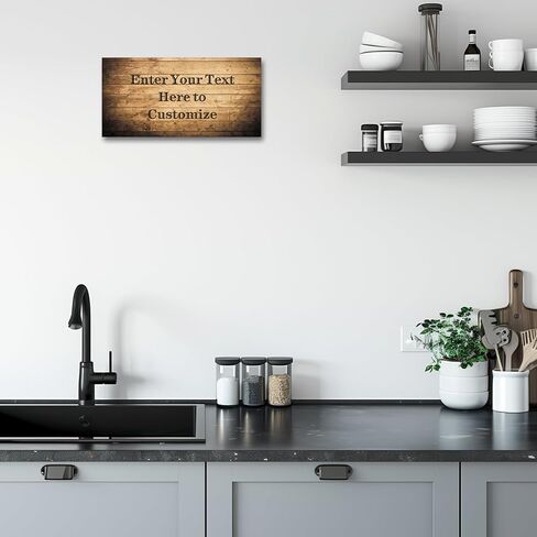Custom Family Sign Wall Art Personalized Quote Sign Canvas Prints Text on Wooden Background Home Decor Framed (12"x6") in Saudi Arabia