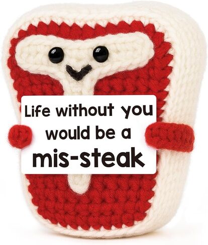 Valentines Day Him Her Gifts for Boyfriend Husband Women Men, Valentines Anniversary Romantic I love you Gifts for Couples Girlfriend Wife for Birthday, Handmade Crochet T-Bone Steak Presents in Saudi Arabia