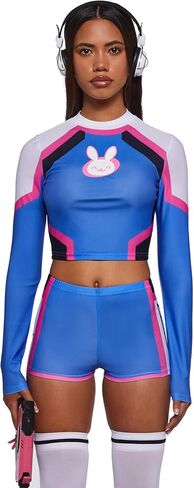 Dolls Kill NERF This Costume by Trickz N’ Treatz – Women’s Colorblock Crop Top with Matching Shorts, Headphones & Blaster in Saudi Arabia