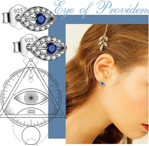 Jewmon 925 Sterling Silver Evil Eye Earrings for Women Enamel Blue Lucky Greek Eye Stud Earrings Protection Evil Eye Jewelry Amulet Gifts for Women Mom in Saudi Arabia