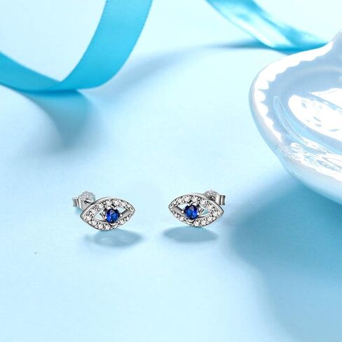 Jewmon 925 Sterling Silver Evil Eye Earrings for Women Enamel Blue Lucky Greek Eye Stud Earrings Protection Evil Eye Jewelry Amulet Gifts for Women Mom in Saudi Arabia