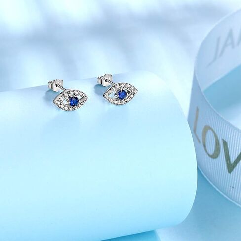 Jewmon 925 Sterling Silver Evil Eye Earrings for Women Enamel Blue Lucky Greek Eye Stud Earrings Protection Evil Eye Jewelry Amulet Gifts for Women Mom in Saudi Arabia