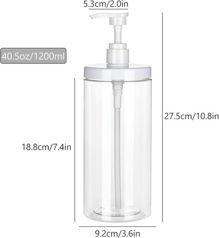 موزع زجاجات مضخة قابلة لإعادة الملء من Yebeauty، قطعتان 40.5 أونصة/1200 مل موزع صابون شفاف برطمان واسع الفم على شكل موزع مضخة غسول فارغ لشامبو الحمام وغسول الجسم in Kuwait