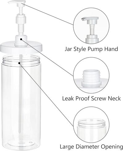 موزع زجاجات مضخة قابلة لإعادة الملء من Yebeauty، قطعتان 40.5 أونصة/1200 مل موزع صابون شفاف برطمان واسع الفم على شكل موزع مضخة غسول فارغ لشامبو الحمام وغسول الجسم in Kuwait