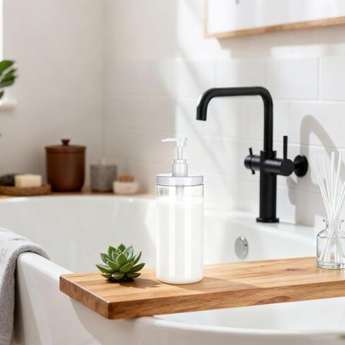 موزع زجاجات مضخة قابلة لإعادة الملء من Yebeauty، قطعتان 40.5 أونصة/1200 مل موزع صابون شفاف برطمان واسع الفم على شكل موزع مضخة غسول فارغ لشامبو الحمام وغسول الجسم in Kuwait