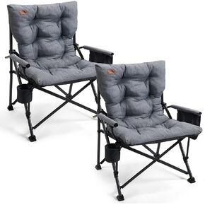 EVER ADVANCED Oversized Folding Camping Chair for Adults, Heavy Duty Lawn Chair with Side Pockets, Portable Collapsible Quad Chair for Outside, Support Up to 500lbs in Kuwait