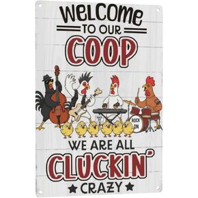 علامة مضحكة لحظيرة الدجاج، مرحبًا بكم في حظيرتنا، نحن جميعًا Cluckin Crazy، علامة ألومنيوم مرحة، هدية ديكور منزل الدجاجة لمحبي الدجاج، لافتة مزرعة معدنية ريفية مقاس 8 × 12 بوصة طراز-06 in Kuwait