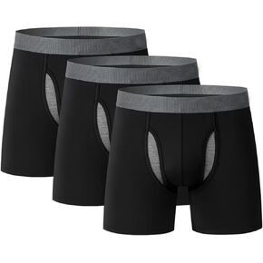 Men's Cotton Underwear Boxer Briefs Fly with Built-in 3D Pouch Comfortable Cool Underwear for Men 3 Pack in Saudi Arabia