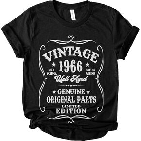 Vintage 1966 60th Birthday T-Shirt for Women, 60 Years Old, Well Aged to Perfection, Limited Edition Graphic Tee, Made in USA in Saudi Arabia