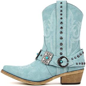 Only maker Cowgirl Western Boots for Women Ankle High Embroidery Pointed Toe Cowboy Rodeo Country Concert Boot in Saudi Arabia