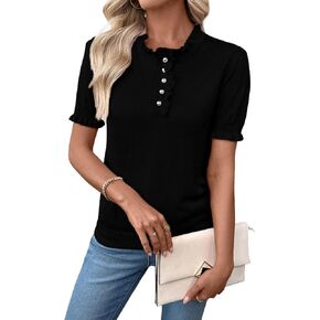 SHEWIN Women Short Sleeve Sweater Ruffle Dressy Business Casual Tops 2026 in Saudi Arabia