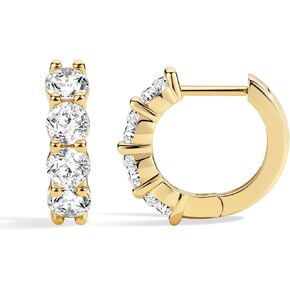 ASHINE 14K Gold Plated 925 Sterling Silver Post Pave Cubic Zirconia Hoop Cuff Huggie Earrings Jewelry for Women Girls in Kuwait