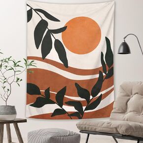 oyanx1 بوهو ورقة الشمس نسيج طويل عمودي برتقالي مجردة الحد الأدنى الجمالية بسيطة الفن طباعة المناظر الطبيعية الجدار شنقا مشهد حديث لطيف غرفة نوم صغيرة غرفة المعيشة غرفة النوم خلفية ديكور 28 × 40 بوصة in Kuwait