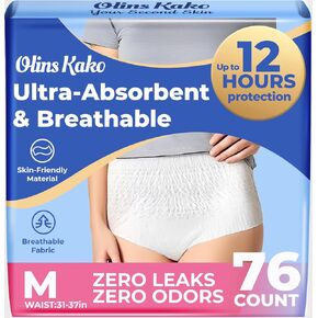 Adult Diapers for Women, Leak-Proof Comfortable Fit, Medium Size, 76 Count, Daytime M in Saudi Arabia