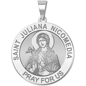 PicturesOnGold.com Saint Juliana Nicomedia Round Religious Medal - 3/4 Inch Size of a Nickel Sterling Silver Pendant - Protection Jewelry Christian Gifts for Men & Women in Saudi Arabia