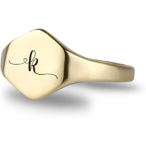 14k Gold Name Signet Ring - Engraved Signature Perfect For Her Valentine's Day Gift in Saudi Arabia