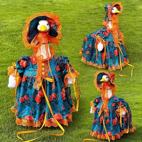 23" Spring Summer Porch Goose Outfits,Sunflower Cement Goose Dress, Medieval Country Lolita Style Goose Costume with Pearl Necklace, St.Patrick Four Season Outdoor Decor Garden ﻿ in Saudi Arabia