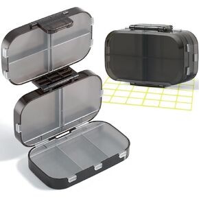Foldable Travel Pill Organizer with 3 Layers, Large Capacity Folding Pill Box Case, Portable Medication Organizer Pill Container with 9 Compartments for Vitamin, Cod Liver Oil,Supplements (Black) in Kuwait