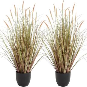 KOL 4ft 2-Pack Artificial Cattail Reed Grass, 47.2’’ Artificial Indoor Outdoor Fake Onion Grass Floor Plant, Home Office Wedding Decorative Potted Plants, Housewarming Gift, Pink in Kuwait