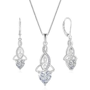 Infinity Celtic Knot Jewelry Set for Women 925 Sterling Silver April Birthstone Earrings and Necklace Set Cubic Zirconia Jewelry Gifts for Her in Saudi Arabia
