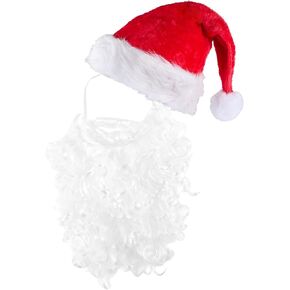 hoyuwak 2 PCS Santa Costume Accessories Santa Hat and Beard Xmas Christmas Hat Beard Mask Face Cover Decorations for Adult Women Men in Saudi Arabia