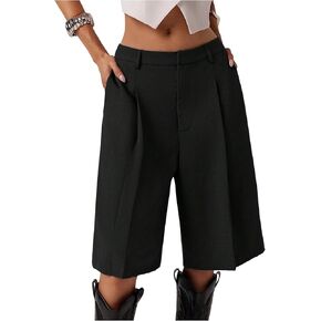 GORGLITTER Women's Pleated Dress Shorts Dressy Business Casual Bermuda Shorts Wide Leg High Waisted Summer Shorts in Kuwait