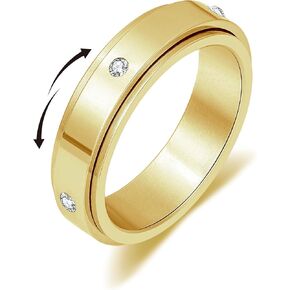 Senteria القلق الدائري للنساء الرجال تململ الدوار الدائري مع مكعب الزركون الذهب/الفضة الفولاذ المقاوم للصدأ خواتم تململ للقلق النساء الرجال هدية 7/8/9 # in Kuwait