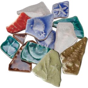 1 Box 200g Broken Ceramic Tile Irregular Mosaic Tiles Bulk Mixed Shapes Colorful Porcelain China Tiles Pieces for DIY Crafts Plates Flowerpots Vases Cups Home Decor Mosaic Arts Supplies in Kuwait