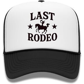 Rivvy Last Rodeo Bachelorette Party Hat - Vintage Trucker Adjustable Snapback for Women - Retro Style Mesh Back Foam Cap (Black) in Saudi Arabia