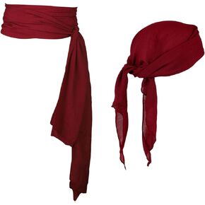 2pcs Pirate Costume Accessory Set, Pirate Costumes Kids Adult for Men & Women Red Headscarf and Belt Cosplay Hats Bandana Belts Eye Patch in Saudi Arabia