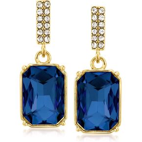 Ross-Simons 14kt Yellow Gold-Plated Drop Earrings With Simulated Blue Gemstones and .48 ct. t.w. Czs in Saudi Arabia