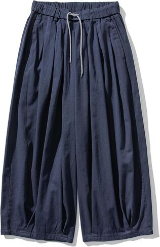 GURUNVANI Mens Wide Leg Harem Pants Japanese Loose Fit Pants Casual Elastic Waist Trouser in Saudi Arabia