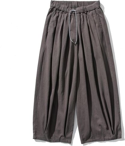 GURUNVANI Mens Wide Leg Harem Pants Japanese Loose Fit Pants Casual Elastic Waist Trouser in Saudi Arabia