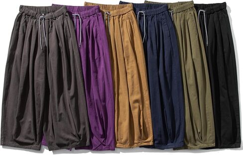 GURUNVANI Mens Wide Leg Harem Pants Japanese Loose Fit Pants Casual Elastic Waist Trouser in Saudi Arabia