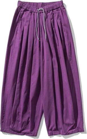 GURUNVANI Mens Wide Leg Harem Pants Japanese Loose Fit Pants Casual Elastic Waist Trouser in Saudi Arabia