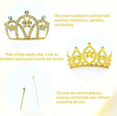 8 Pieces Gold Metal Sparkly Rhinestone Princess Tiara Crown Headbands Wedding Birthday Party Prom Headpieces for Women Brides in Saudi Arabia