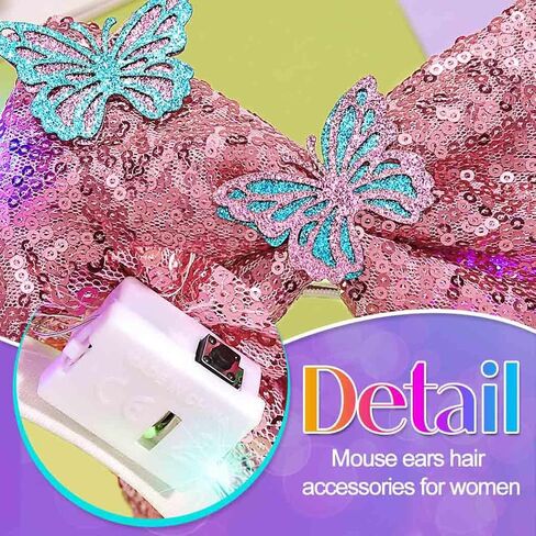 BARTOSI Light Up Mouse Ears Headband LED Bow Headbands Glow Hairbands Hair Accessories for Women in Saudi Arabia