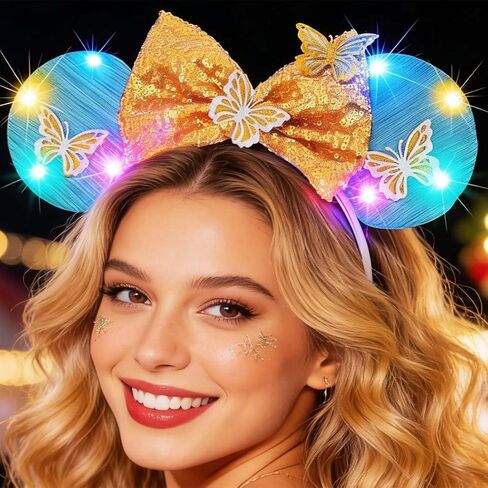 BARTOSI Light Up Mouse Ears Headband LED Bow Headbands Glow Hairbands Hair Accessories for Women in Saudi Arabia