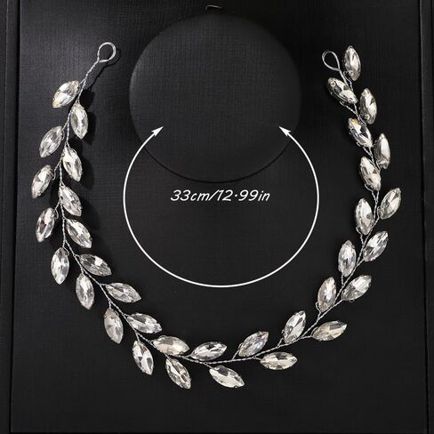 Teyglen Bride الزفاف كريستال الشعر الكرمة كامل كريستال عقال الزفاف اكسسوارات الشعر الزفاف خوذة الزفاف اليدوية حجر الراين قطعة شعر عقال للنساء (AB اللون) in Kuwait